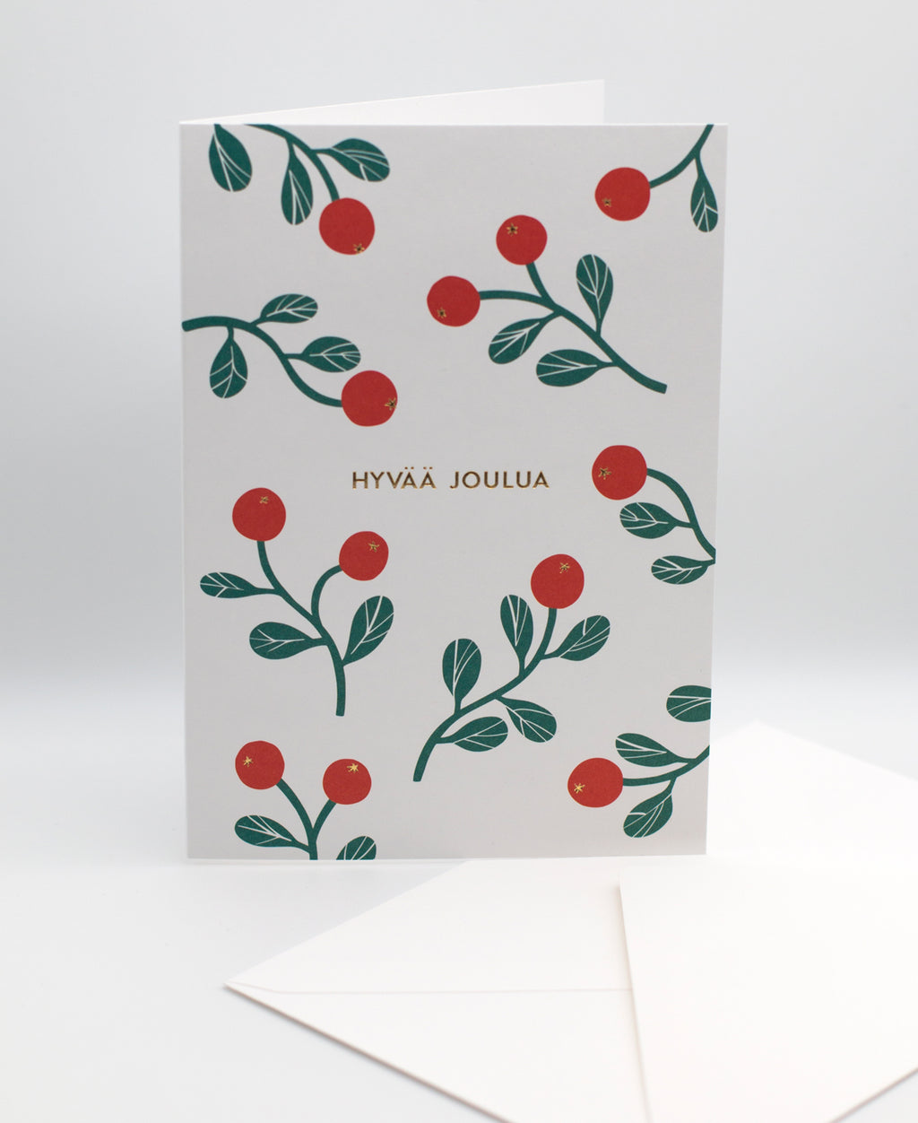 Puolukat greeting card and white envelope