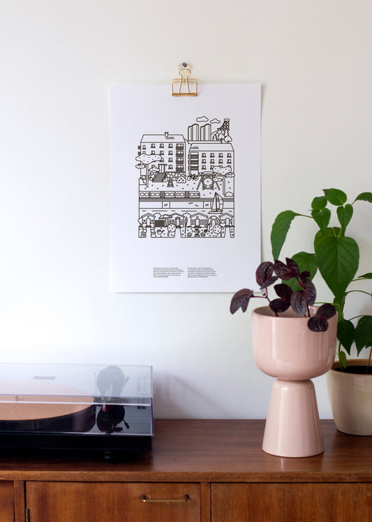 Herttoniemi poster A3, black