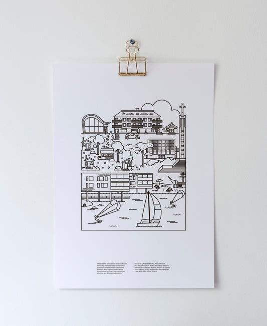 Lauttasaari poster A3, black