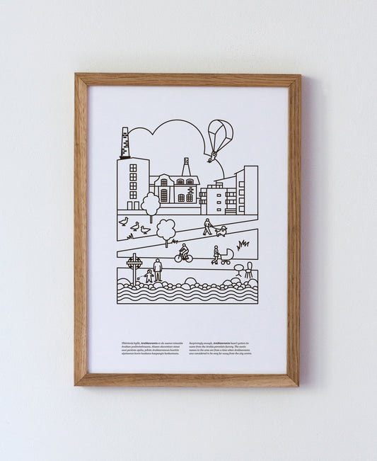 Arabianranta A4 poster, black