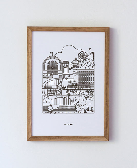 Helsinki juliste A4 musta