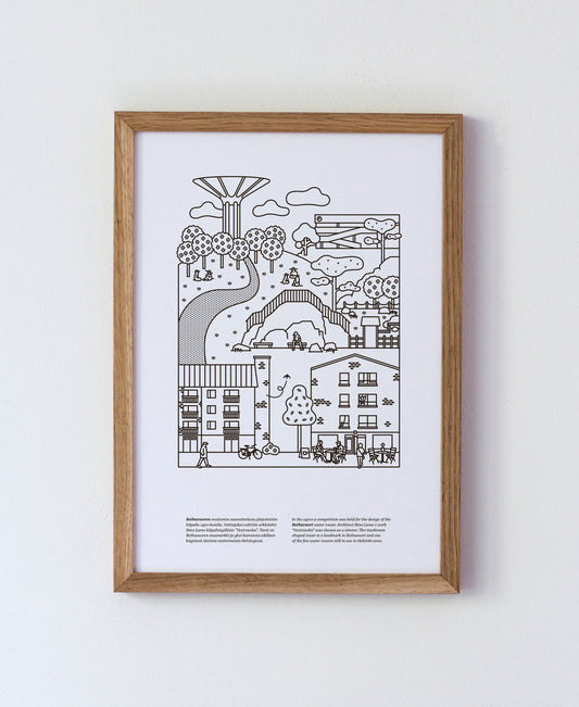 Roihuvuori juliste A4 musta