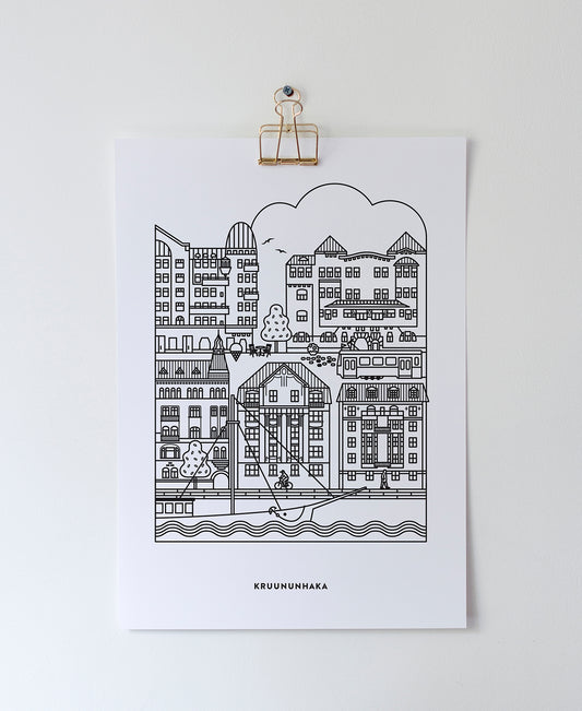 Kruununhaka juliste A3, musta