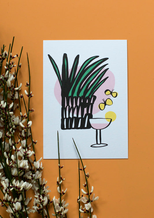 Drinkki postcard on orange background