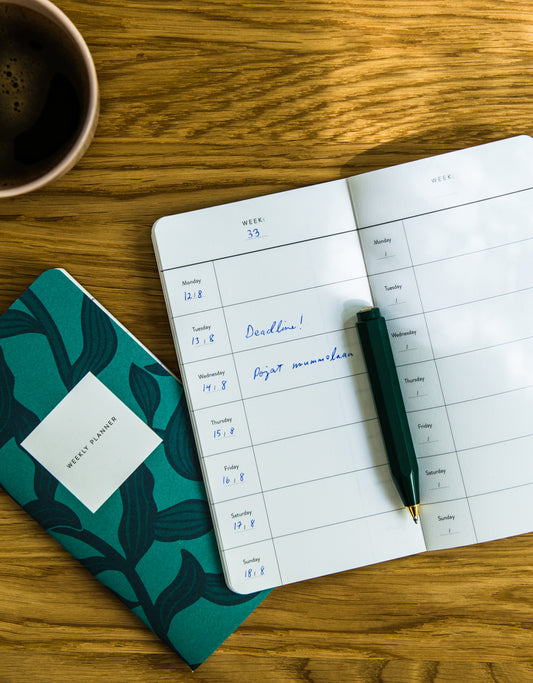 Ahvenvita weekly planner, cover and inside