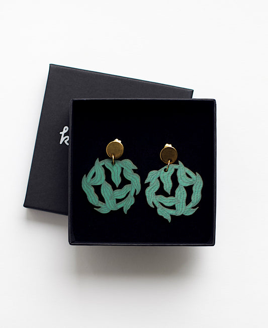 Vihreät Ahvenvita korvakorut
