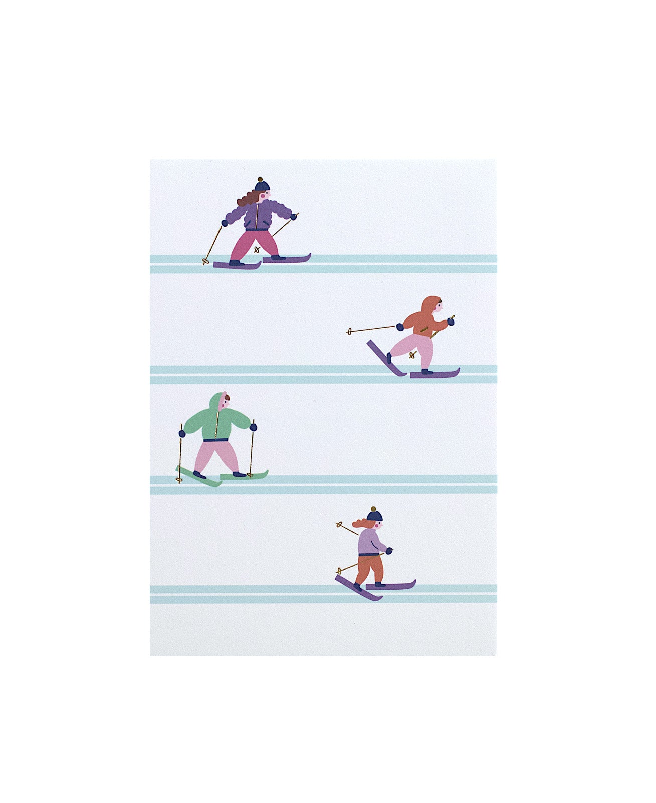 Talvinen hiihtäjät postikortti