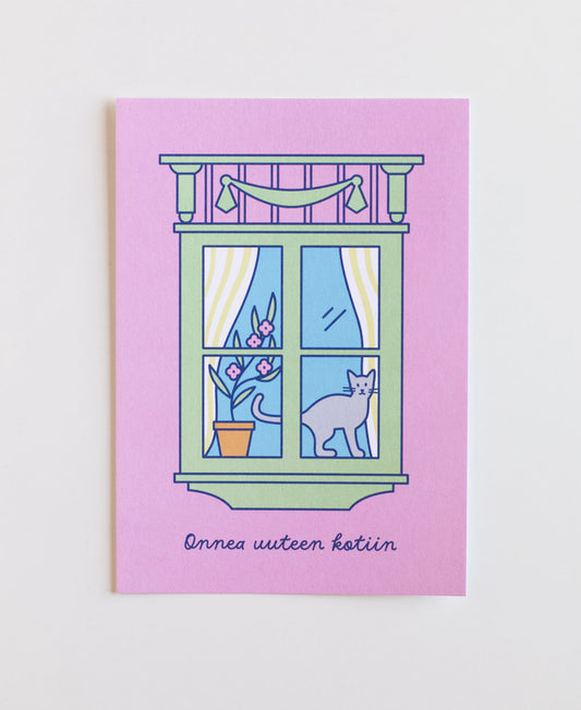 Onnea uuteen kotiin -postikortti