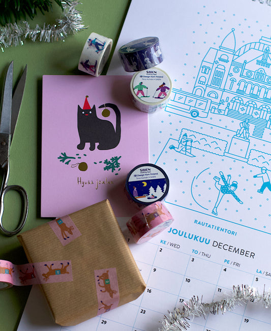 Musta kissa joulukortti