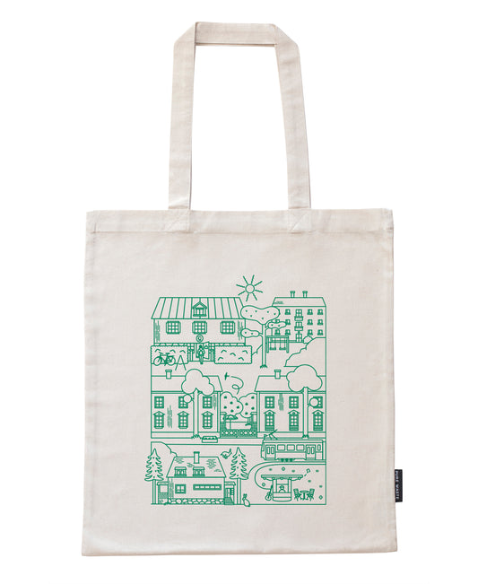 Käpylä bag with green print
