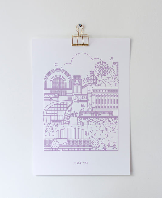 Helsinki poster A3 lavendel