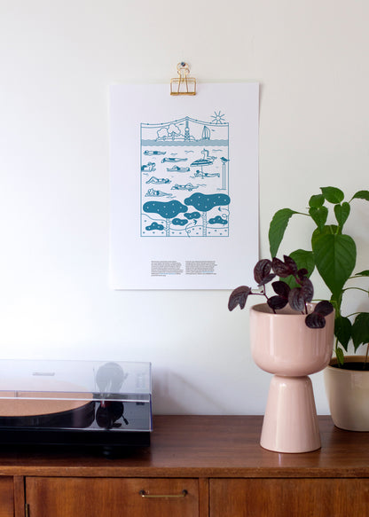 Hietsu poster A3, blue