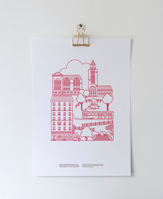 Kallio poster A3, red