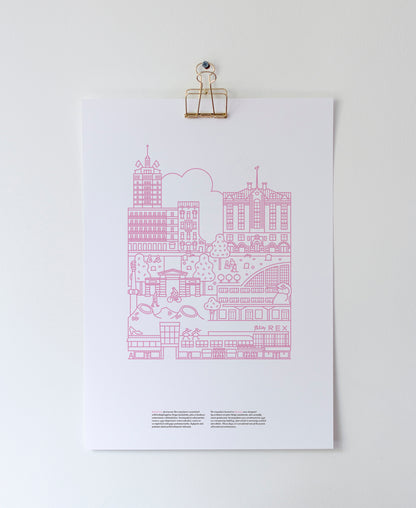 Kamppi poster A3, pink