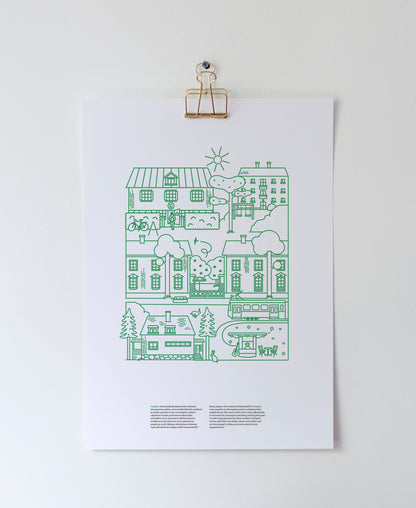 Käpylä poster A3, green