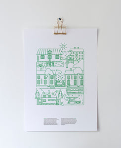 Käpylä poster A3, green
