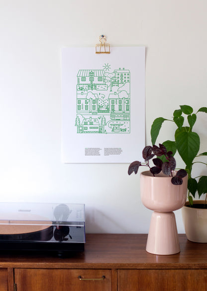 Käpylä poster A3, green