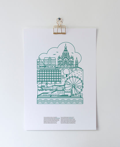 Katajanokka A3 poster, green