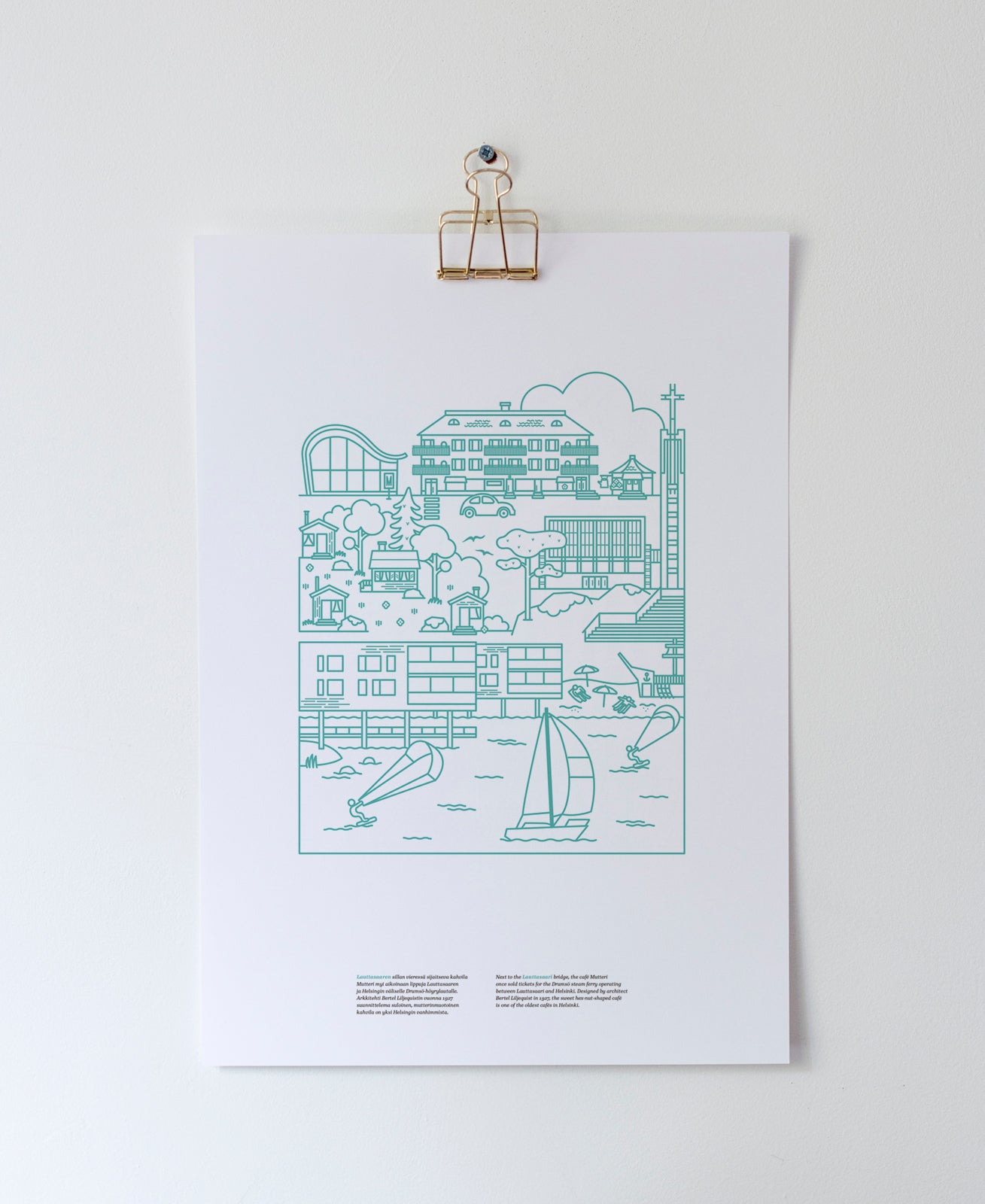 Lauttasaari poster A3, turquoise