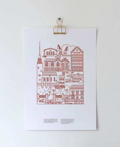 Punavuori poster A3, maroon