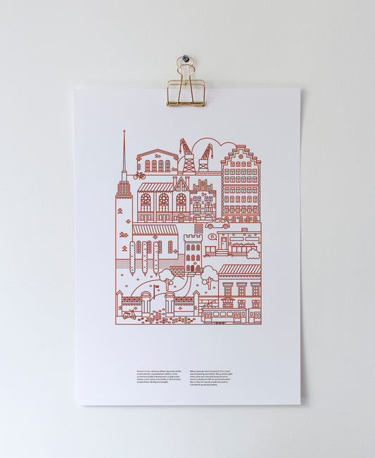 Punavuori poster A3, maroon