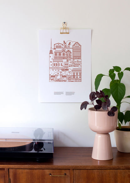 Punavuori poster A3, maroon