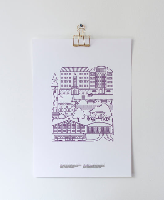 Töölö poster A3, purple