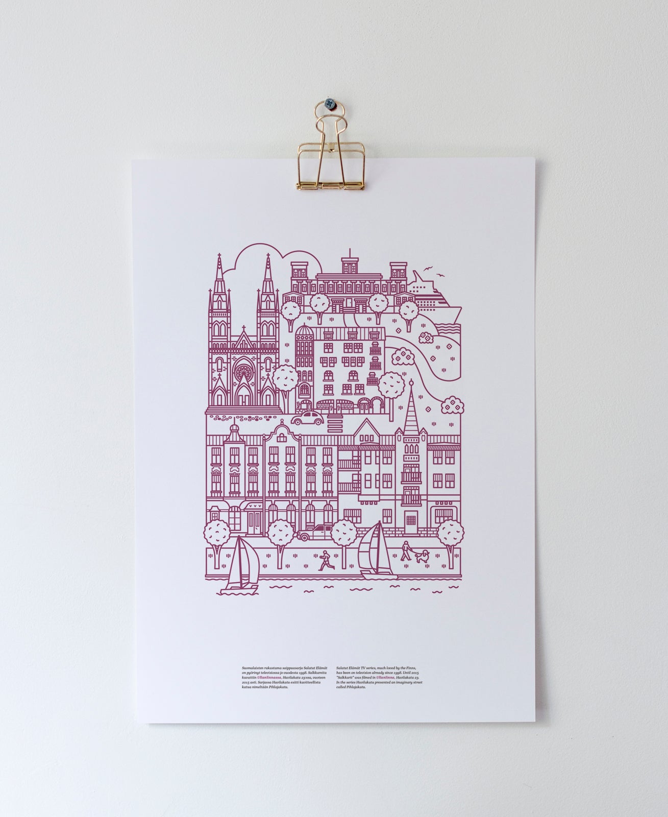 Ullanlinna poster A3, plum