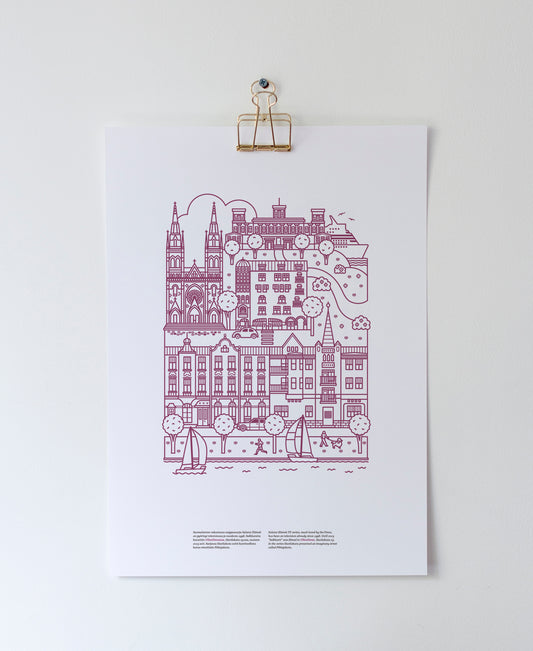 Ullanlinna poster A3, plum