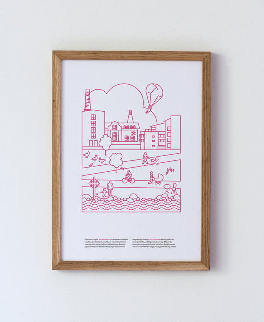 Arabianranta A4 poster, red