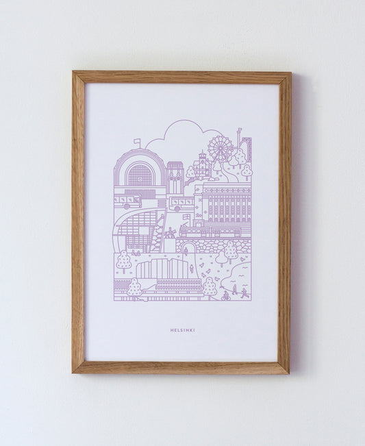 Helsinki juliste A4 laventeli