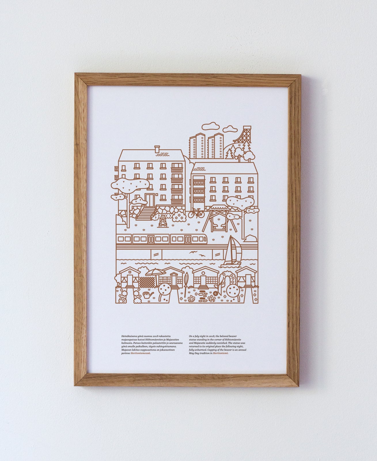 Herttoniemi poster A4, brown