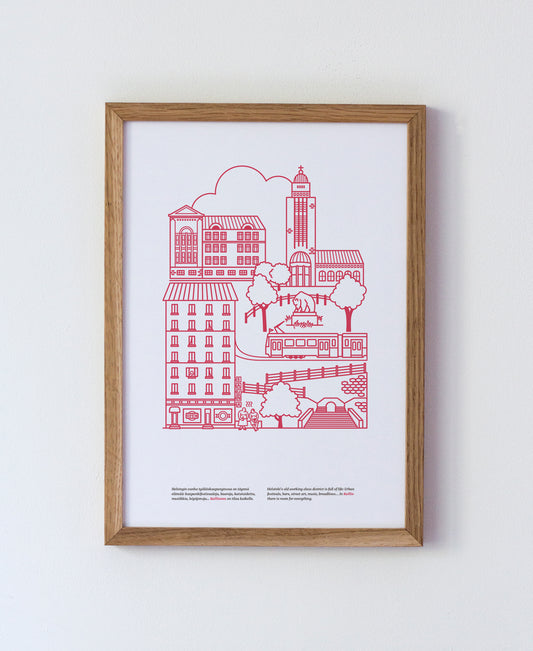 Kallio poster A4, red