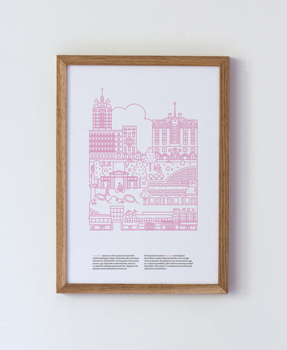Kamppi poster A4, pink