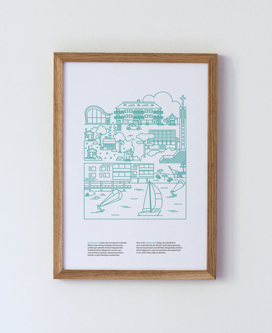 Lauttasaari poster A4, turquoise
