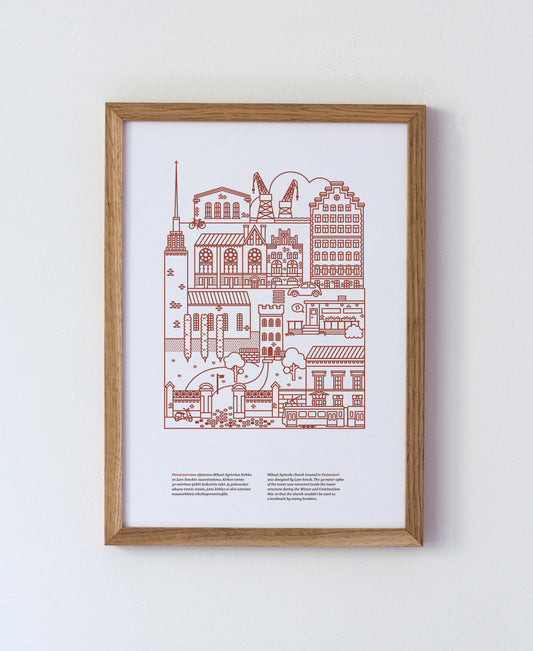 Punavuori poster A4, red/brown